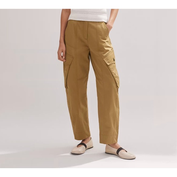 ME+EM Khaki Cargo Pants US 6 UK 10 Tapered Barrel Cotton Engineered-Leg Pant - Picture 6 of 7